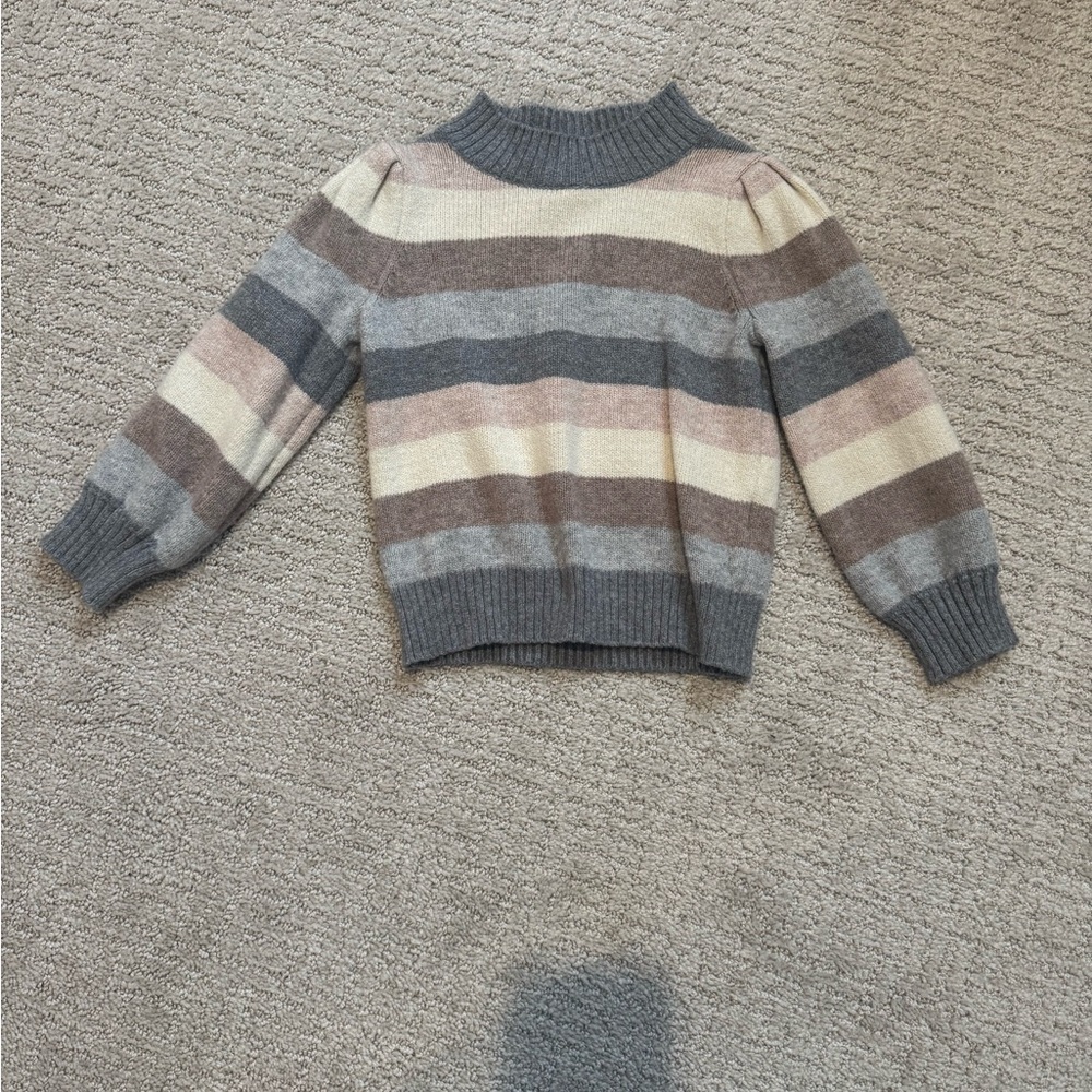 Gap Girls Striped Gray and Cream Sweater